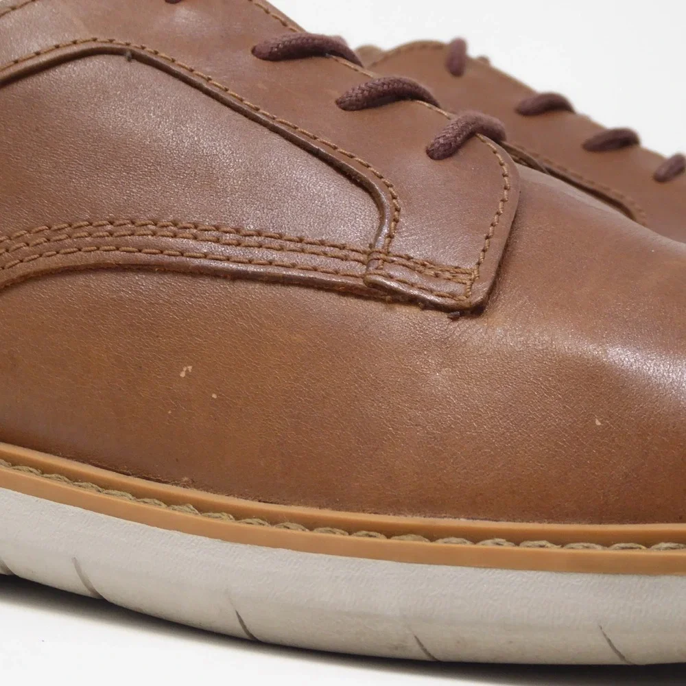 Clarks Mens Draper Cap Toe Oxford Shoes Tan Brown Leather Lace Up 13